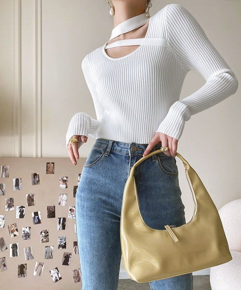 Asymmetric Rib Knit Top